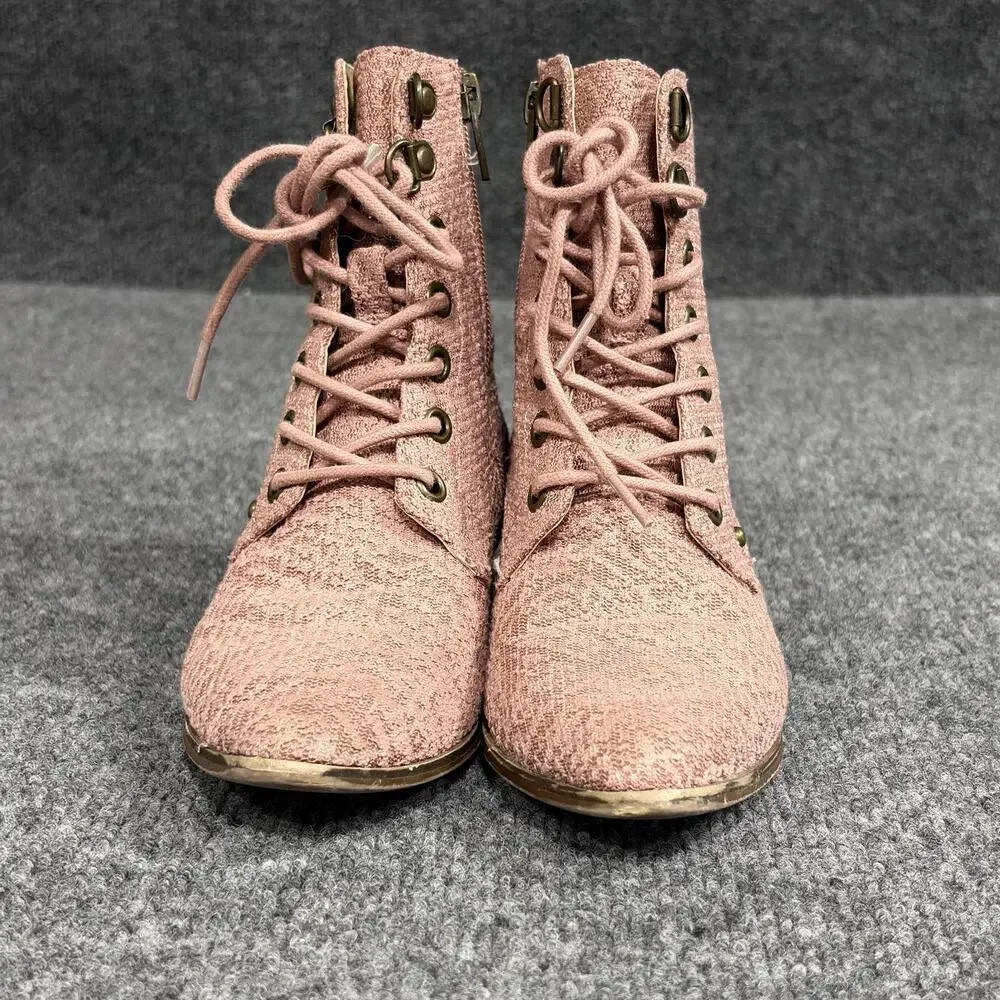 Joyfolie Boots Girls 12 Pink Eliza Lace Up Ankle Combat Studded Zip Lined